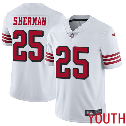 San Francisco 49ers Limited White Youth Richard Sherman NFL Jersey 25 Rush Vapor Untouchable